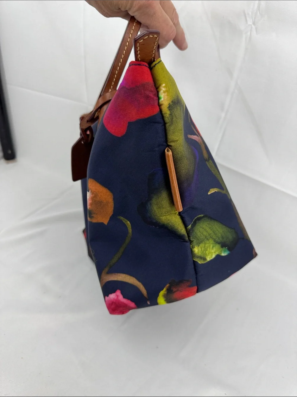 Roberta Pieri Robertina Navy Floral Classic Mini Tote Bag Italian Shoulder Purse